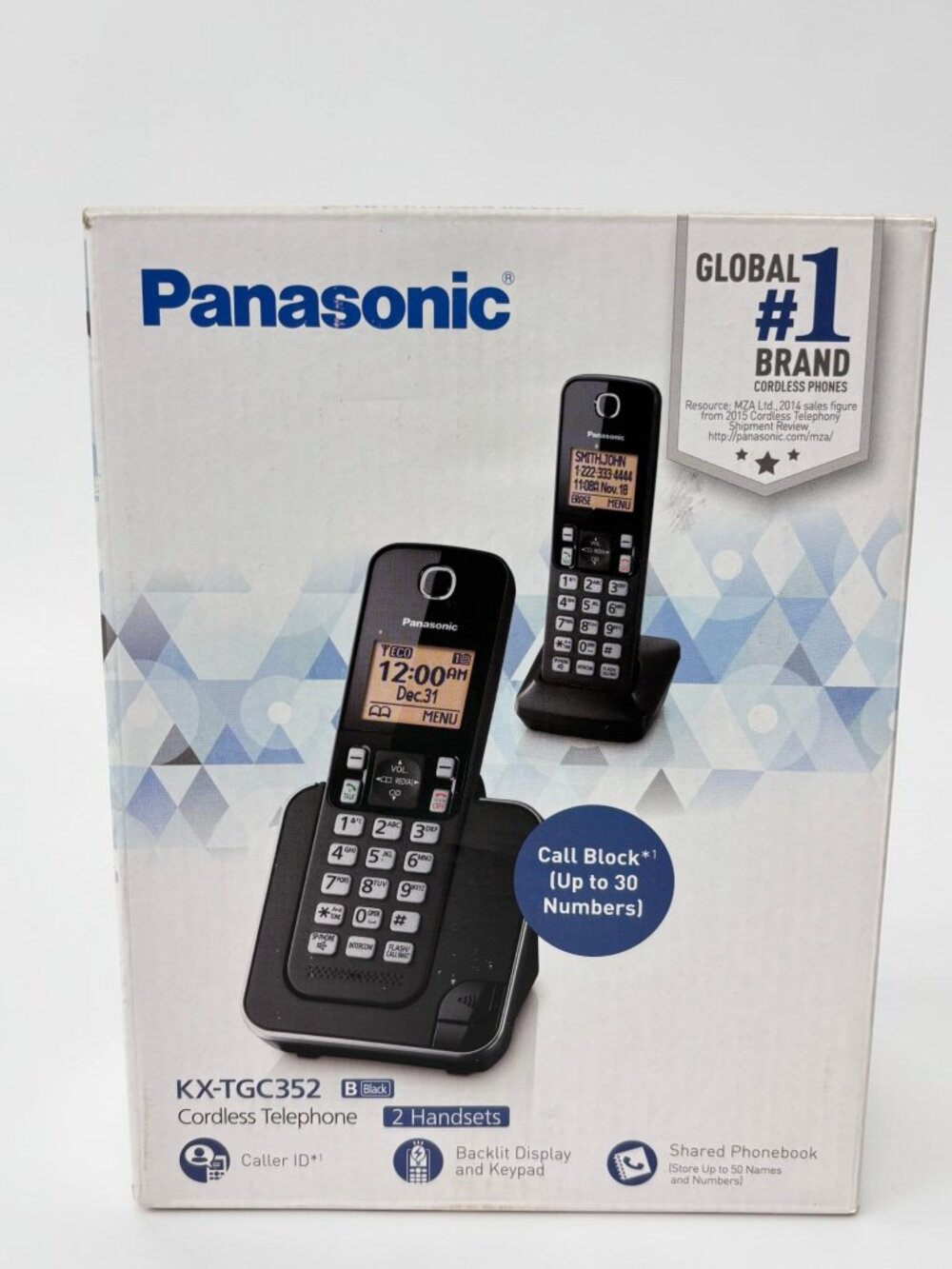 Panasonic KX-TGC352B Cordless Phone 2 Handset System New Factory Sealed